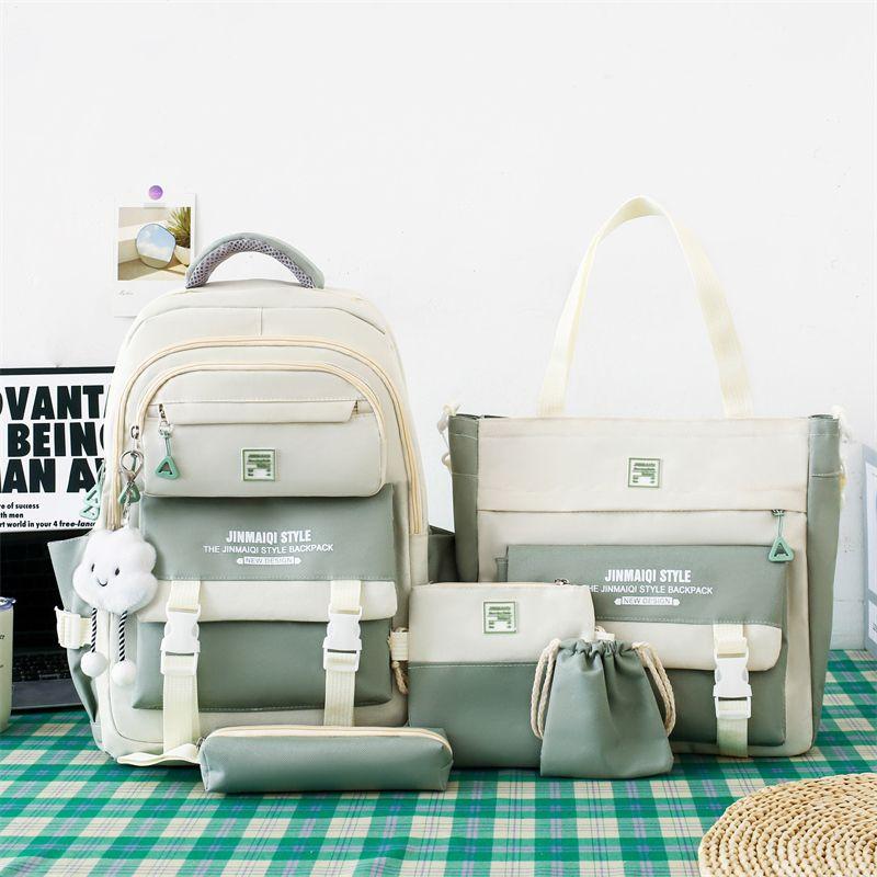 Набор из 5 школьных рюкзаков для студентов Начало учебного сезона Корейская мода Рюкзаки для средней школы Большая вместимость Набор из двух сумок