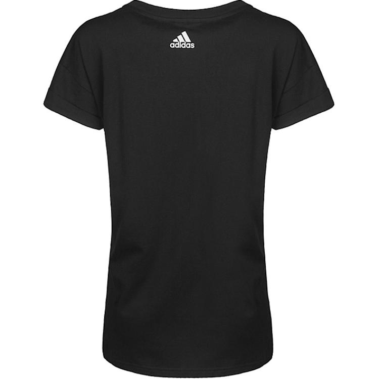 Adidas Ess Lin Lo Tee Удобная дышащая футболка с круглым вырезом и коротким рукавом для женщин, черные топы S97222