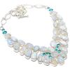 Rainbow Moonstone, Blue Topaz Gemstone Handmade 925 Silver Necklace 18" JCN326-135