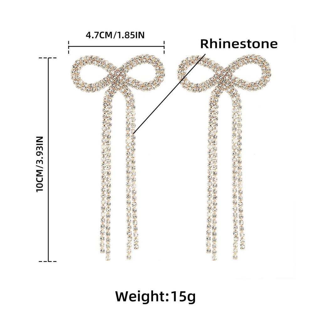 Серьги Super Flash Claw Chain Bow Tassel - Свадебные украшения из Европы и Америки