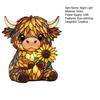 Cute Highland Cow Night Light 3D Resin Stained Glass Cow Table Lamp Rustic Animal Sunflower Bedside Lamp for Home Office Bedroom Living Room Desk