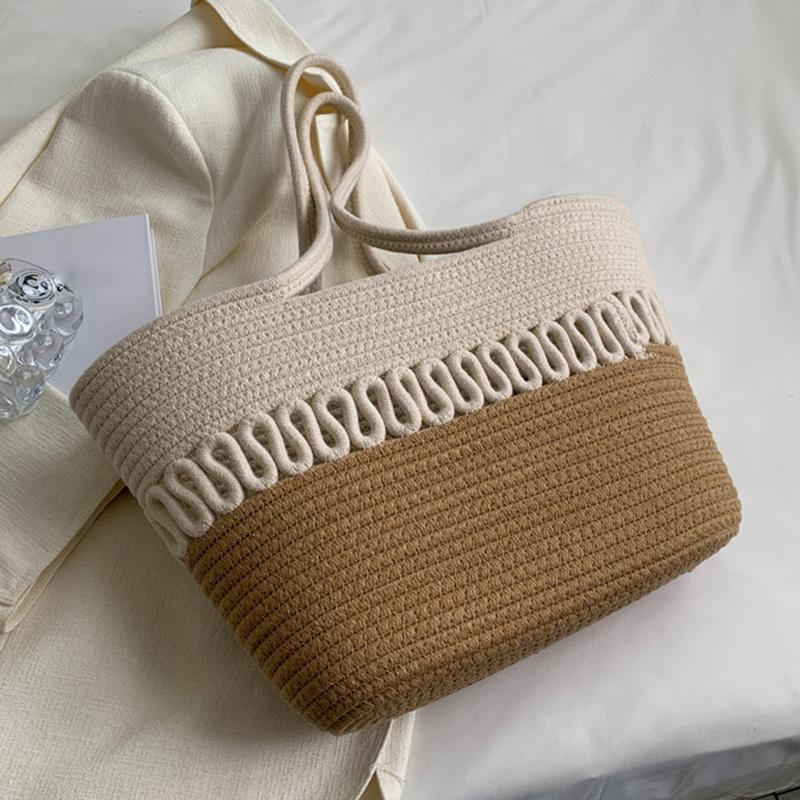 Наборы для вязания, пляжная сумка цвета хаки, большая вместительная соломенная сумка ручной работы, весенне-летняя праздничная сумка для отдыха, женская сумка, сумка для покупок