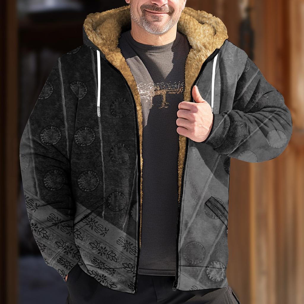 Мужская куртка с принтом в стиле ретро, мужская весенне-осенняя повседневная трендовая куртка на молнии с капюшоном