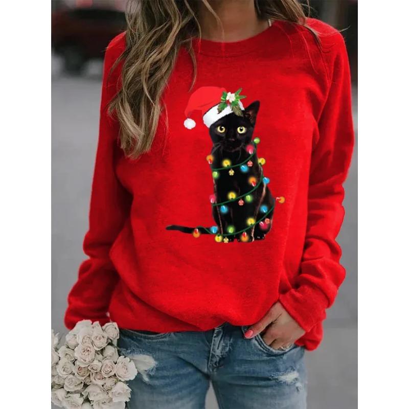 Amazon Ebay Желаю быстрой продажи Independent Station Christmas Printing Hoodie с длинным рукавом и круглым вырезом без капюшона Teamu