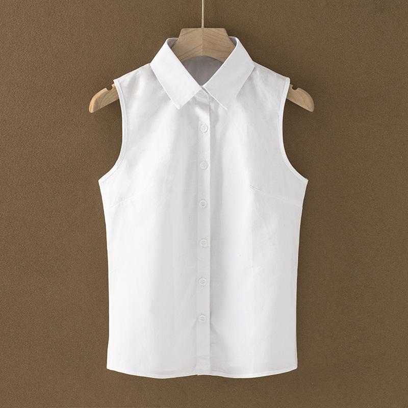 «2025 Женская универсальная рубашка без рукавов из шифона с ложным воротником — весна/лето в корейском стиле»