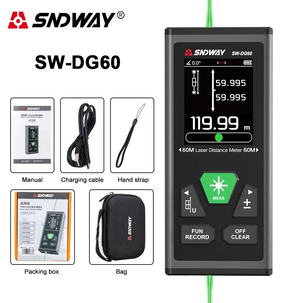 SNDWAY SW DR60 DR100 DG60 DG100 Лазерный дальномер Двунаправленная лазерная рулетка Двусторонний электронный уровень Измеритель расстояния