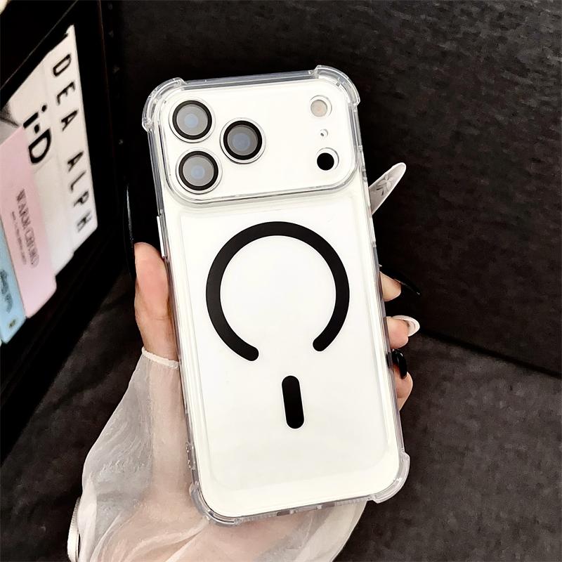 Противоударная броня для Magsafe Прозрачный акриловый чехол для телефона для iPhone 17 17Air 17Pro 17Pro Max Защитная крышка для беспроводной зарядки