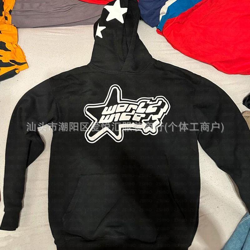 Мужской комплект streetwear: Худи с винтажной стиркой и принтом звезды, свободные брюки