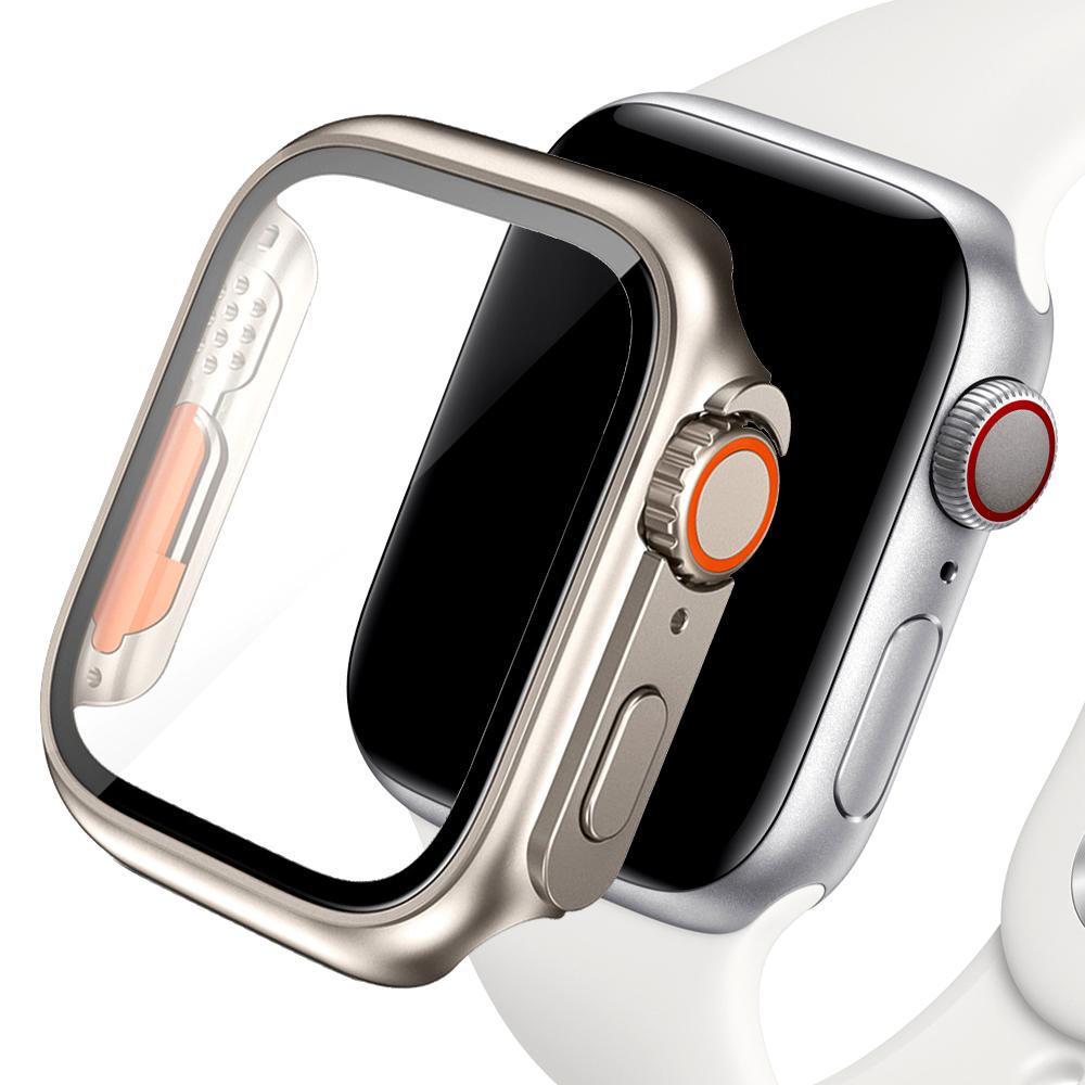 Смена на Ultra для корпуса Apple Watch Серии 8 7 45мм 41мм Защитное стекло для экрана+Чехол для iWatch 4 5 6 SE 44мм 40мм Бампер