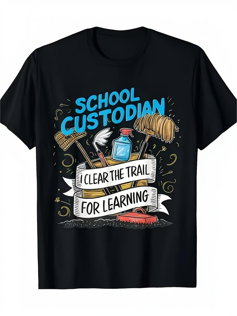 Learning School Janitor Apparel Sm Soft Black Short Sleeve Tee Christmas Gift For Custodians Maintenance Workerssame Style For Unisex