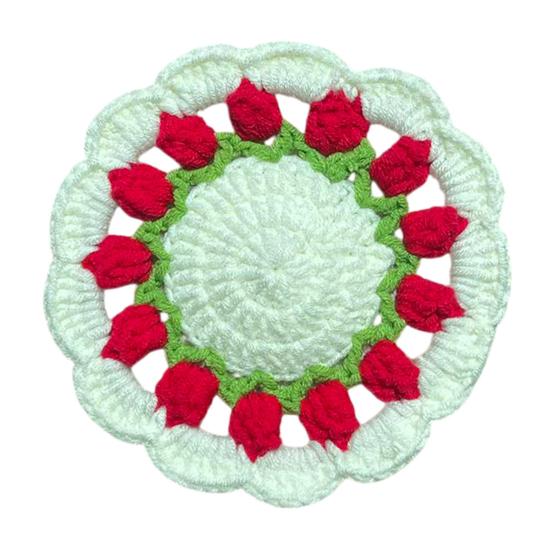 Handmade Crochet Flower Coaster Heat-Resistant Cup Mat for Mugs Glasses Soft