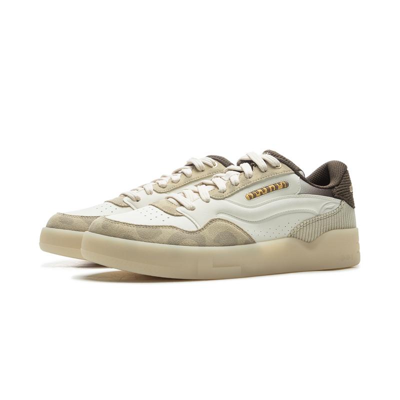 Li Ning 001 BTC 2 Нескользящие, Износостойкие, Дышащие Низкие Скейтбордические Кроссовки Унисекс Белый Коричневый AGCV019-6