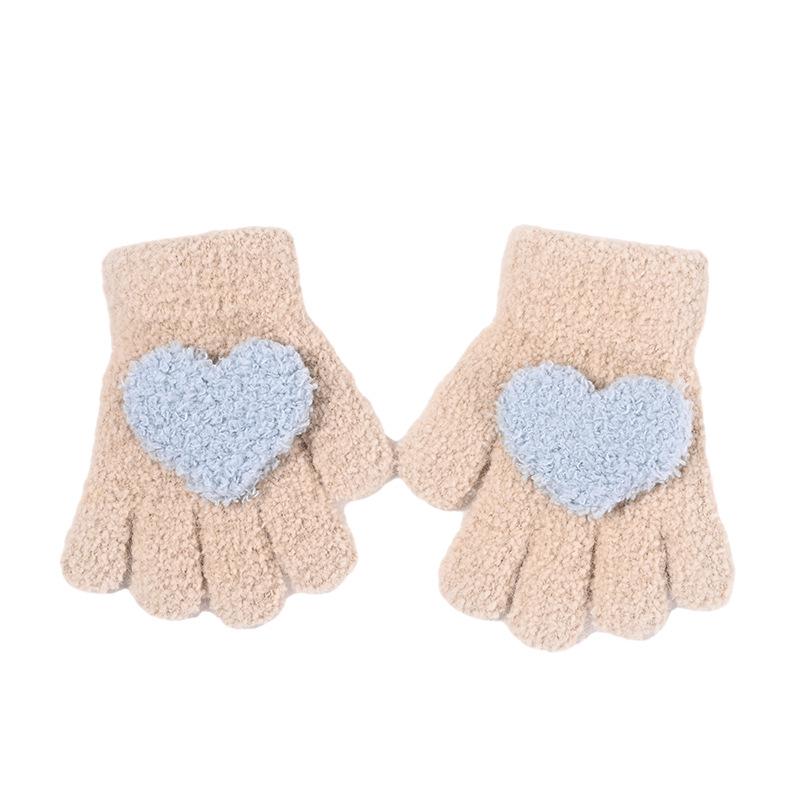 Cozy Five-Finger Knitted Children's Gloves for Autumn/Winter