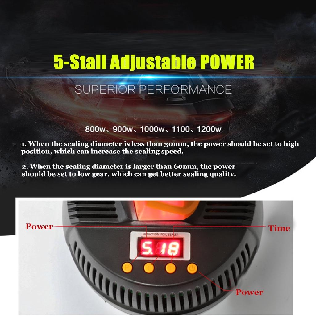 220 В 1200 Вт Машина для запечатывания крышек 20-100 мм Электрический индукционный запечатщик Крышка для бутылок Машина для уплотнения колец