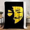 Yellow Mask Design on Black Background Warm blanket, Flannel blanket for bedroom, living room, sofa, and nap.