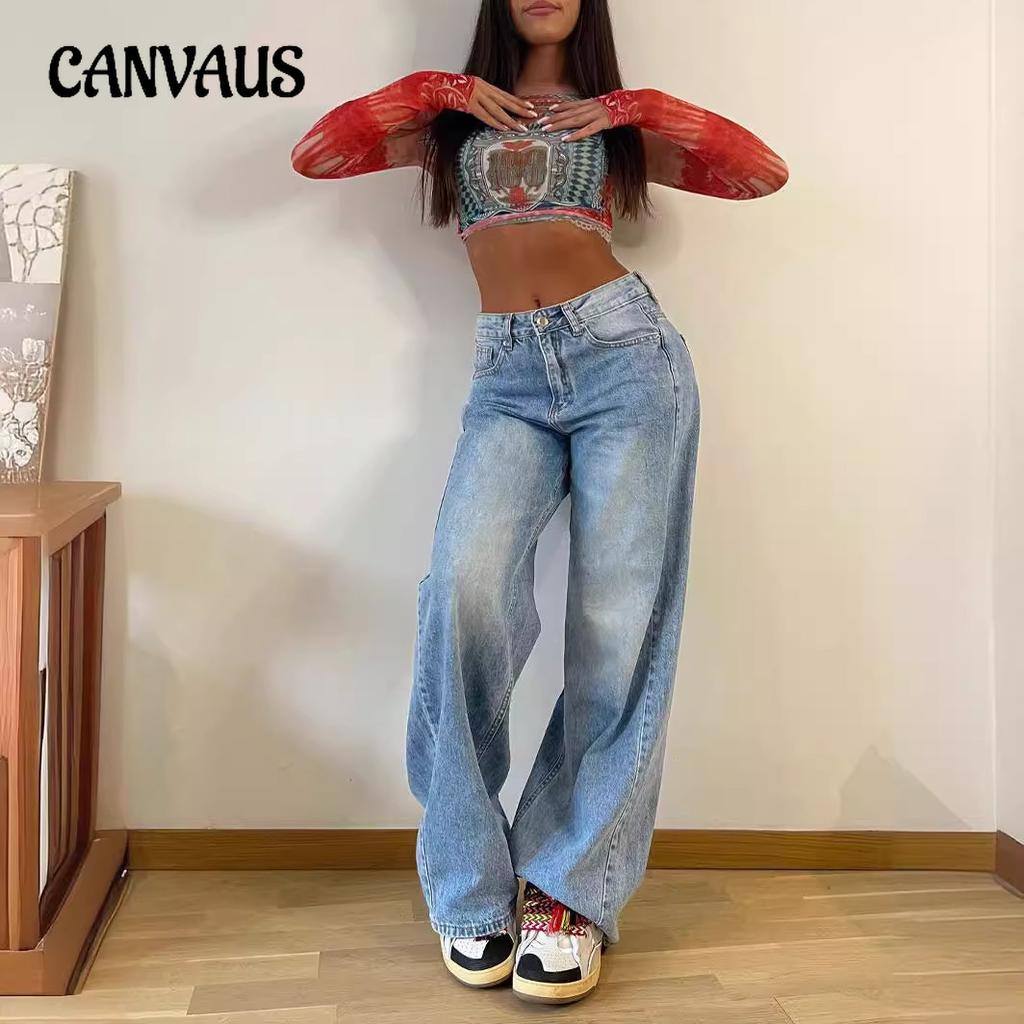 Spring Summer Autumn Women's Jeans Vintage Long Wide Leg Pants Loose Wide Leg Jeans High Waist Trousers
