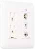 Cosmo Series Wide 21 встраиваемая мультимедийная розетка с заземлением, двойная розетка с клеммой заземления, защитный столб, 2 жилы, белый WTF34363W TV/High