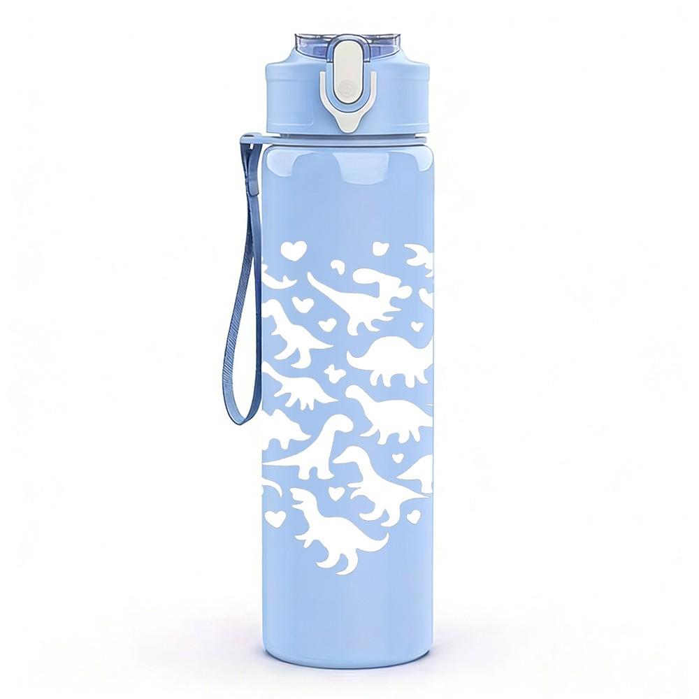 1PC Hollow Heart Pattern 750ml Color Plastic Sports Water Bottle Leakproof Flip Straw Lid Suitable for Sports Office Home Use