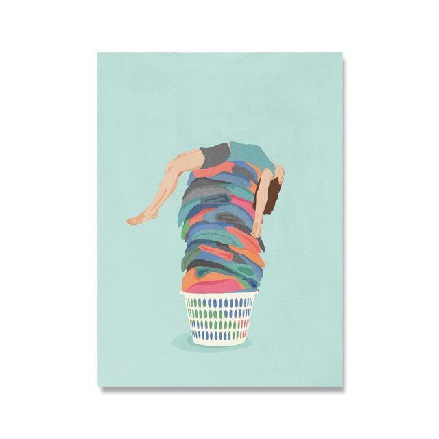 Плакат на скандинавскую тему, вечеринка в бассейне, плавание, дайвинг, ванна, кофейная девушка, абстрактное настенное искусство, холст