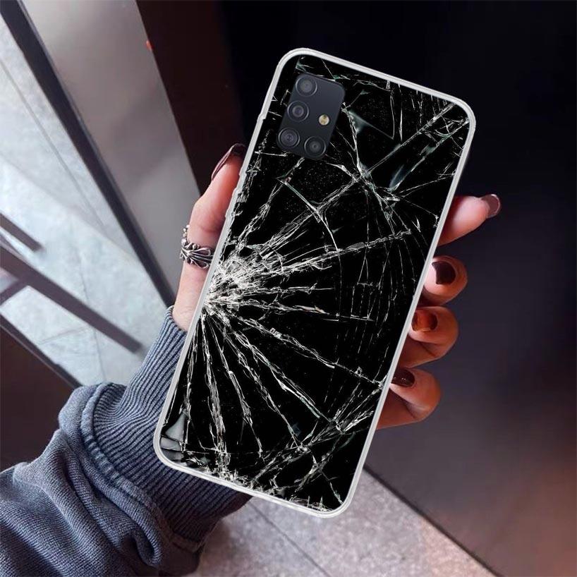 Broken Phone Screen Phone Case For Samsung Galaxy A52 A51 A50S A32 A22 A12 A02S A72 A71 A31 A70 A30S Note 20 Ultra 10 Plus S10 G
