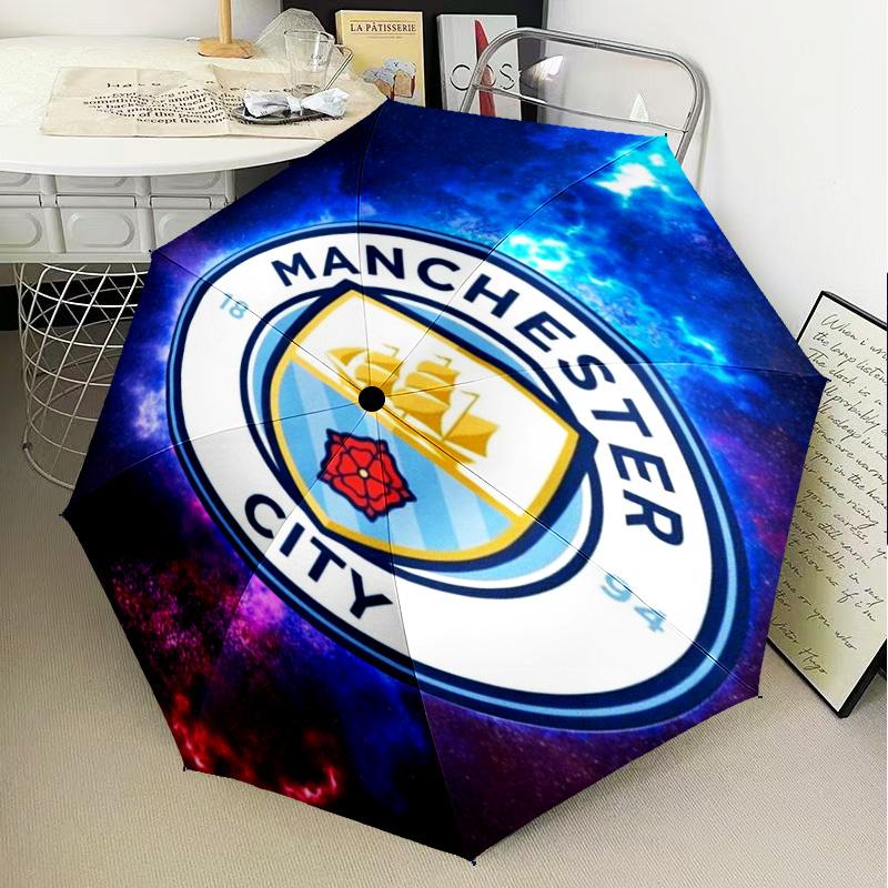 1PC Manchester City F.C Printed Umbrella Folding umbrella, automatic umbrella 8-Frame for Travel, camping Fan gifts Christmas Gifts