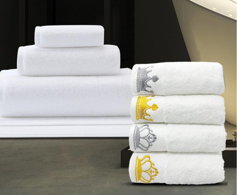 5 Star Hotel Face Hand Bath Towel Set Custom Logo 100% Cotton Quick Dry Woven White Spa Bath Towels