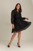 Women's Big Size Dress Black Lined Plus Size Short Chiffon Dress 105 Cm