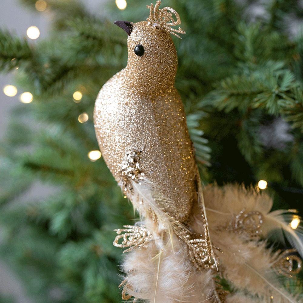 Shimmering Christmas Peacock Decoration Foam DIY Crafts Peacock Cartoon Realistic Feathers Christmas Tree Ornaments