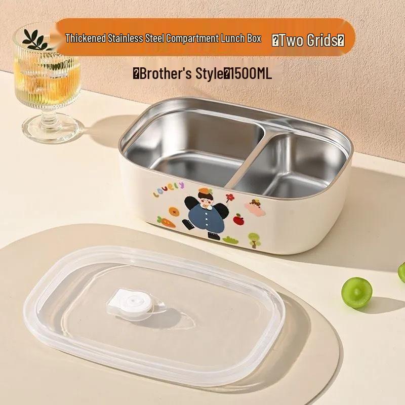 Изолированный Мультяшный Ланч-бокс Bento из Нержавеющей Стали с Отделениями для Разогрева в Микроволновой Печи