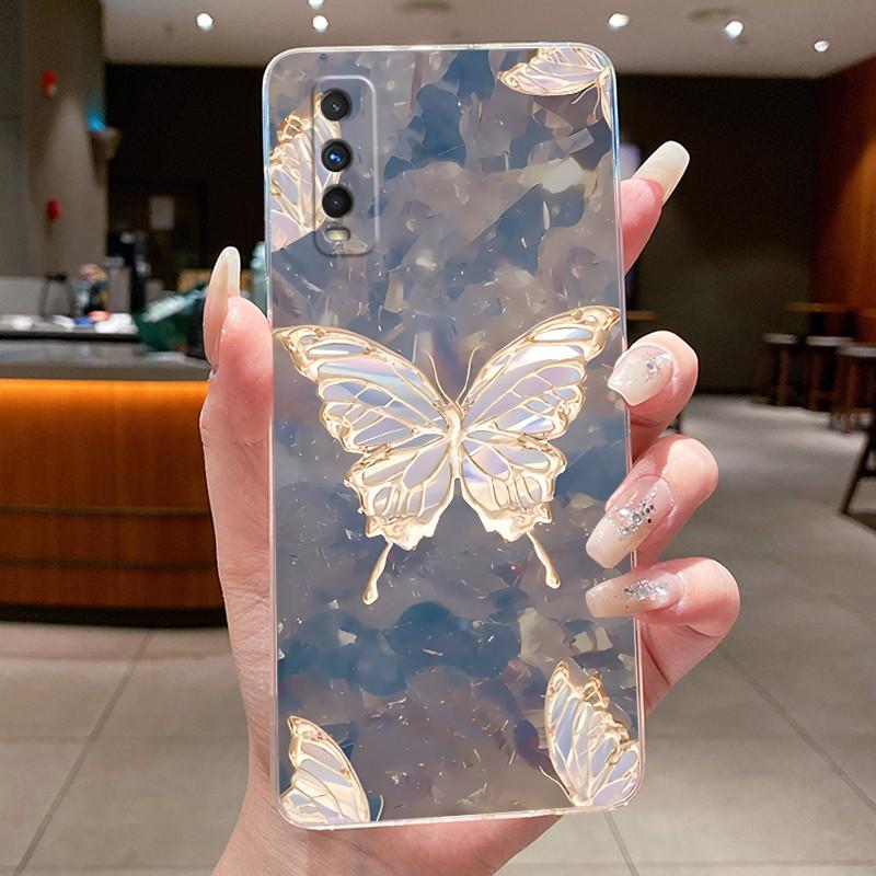 Phone Case For VIVO Y70S / Vivo IQOO U1 Funda Capa Butterfly Bow Protective Casing Transparent Soft Silicone TPU Cover Coque