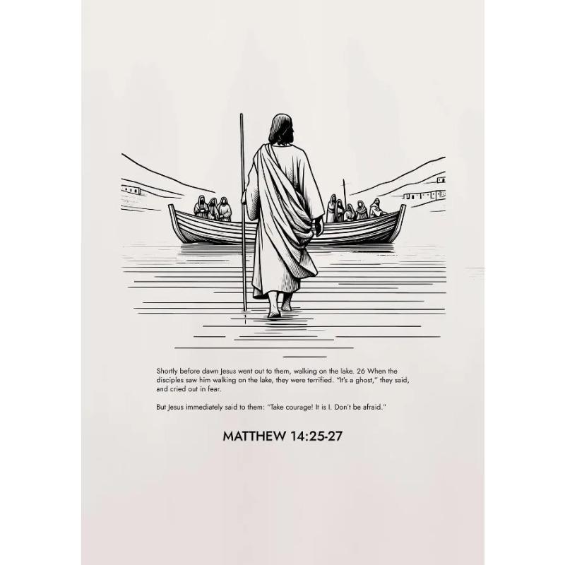 Jesus Walking on Water Look At The Birds Bible Christian Posters Canvas Printing Wall Art Picture for Living Room Home Decor