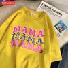 Trend Cotton WomenS TShirts Mama Funny Letter Printed Streetwear ONeck Breathable Loose Tops Summer Casual Female Clothes