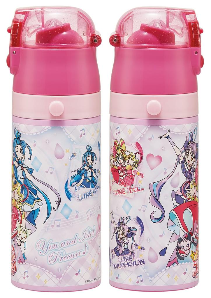 Skater Нержавеющая сталь Вода Соломинка Питьевая чашка Питьевая Легкая Kimi to Idol Изоляция Маленькая емкость Спортивная вода Детская бутылка, 2-сторонняя,