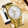 BINBOND Top Luxury Men's Quartz Watch Men's Diamond Watch Waterproof Night Light Date Week Stainless Steel Watch