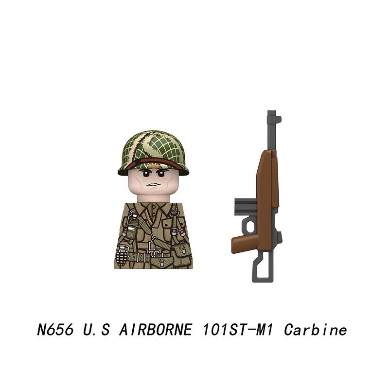 Военная фигурка солдата Строительные блоки Британская армия США Французская армия Оружие 101-я воздушно-десантная дивизия Офицер Пехота M1 Игрушки Подарки D126