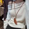 Цепочка для свитера Полумесяц Чехол для ключей Подвеска на шею Кожа PU Сумка для ключей Длинное кожаное ожерелье Женщины