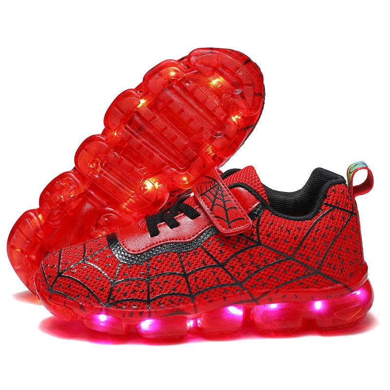 Children's Luminous Shoes USB Charging LED Light Shoes Spider Marquee Classmates Men's and Women's Sports Shoes