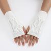 Warm Wool Fingerless Wrist Gloves Women Winter Knitted Half Finger Arm Cover Long Sleeve Gothic Crochet Twist Pattern Mittens