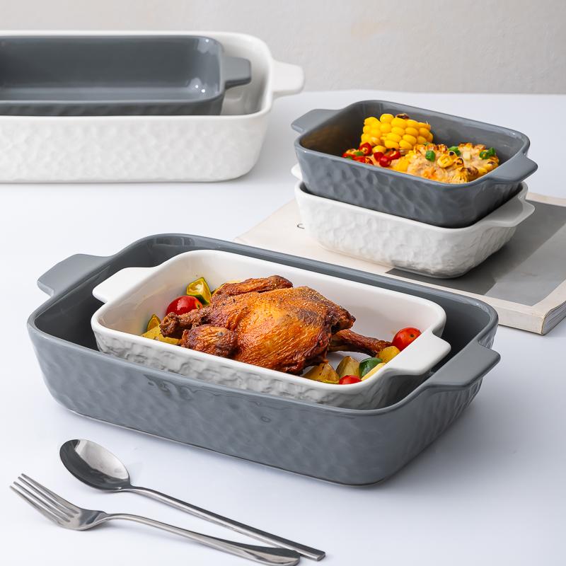 Бытовая керамическая двухручная форма для выпечки Нордик Новая 8 дюймов Сплошной сыр Запеченный рис Обеденная тарелка Специальная посуда для духовки и микроволновой печи