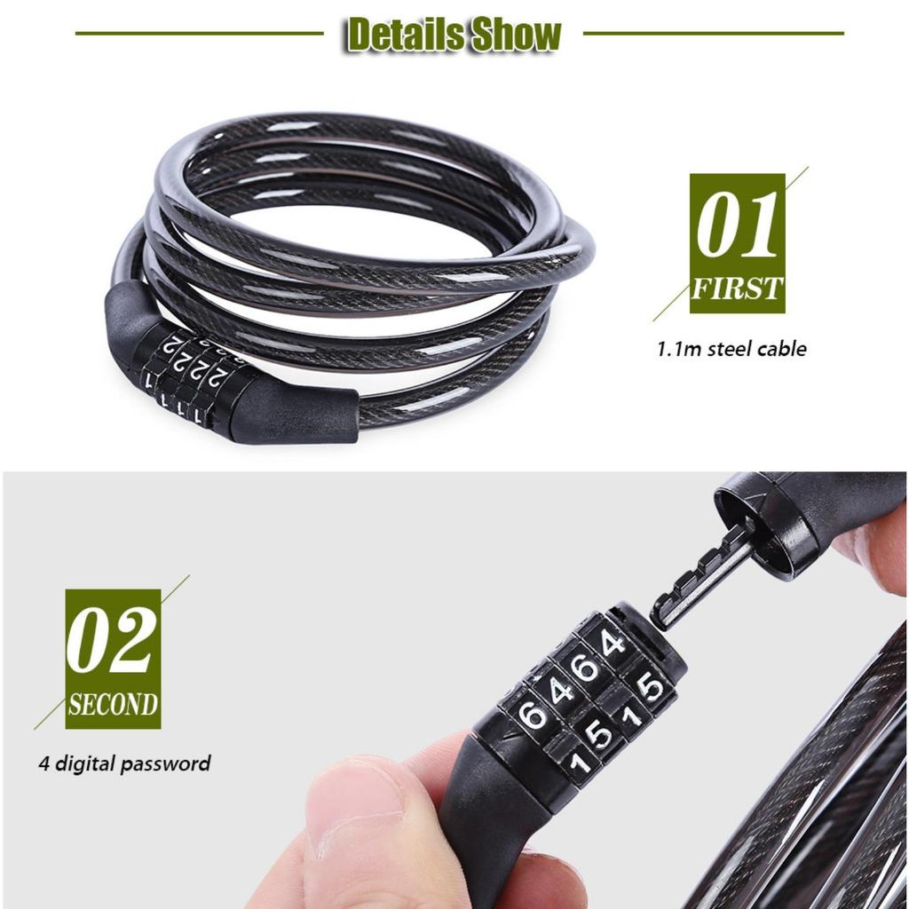 Bicycle Password Lock, Steel Wire Lock, Mountain Bike Four Position Password Lock, Motorcycle Lock, Anti-theft Lock, Dead Flying Lock, 532 Locks