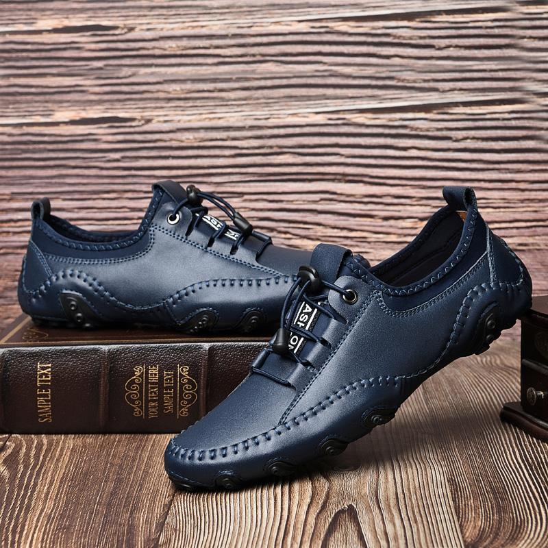 Genuine Leather Casual Men Loafers Comfortable Slip On Moccasins Flats Soft Daily Walking Driving Shoes
