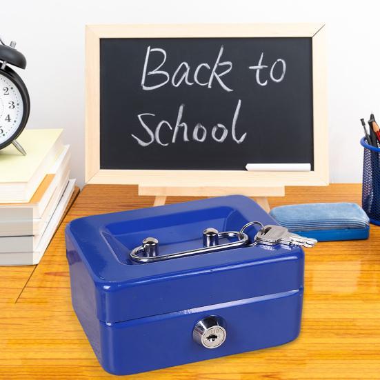 Мини-денежный ящик с замком безопасности и двумя ключами Компактный противоударный портативный многокамерный депозитный сейф для мелких наличных денег Металлическая шкатулка для драгоценностей