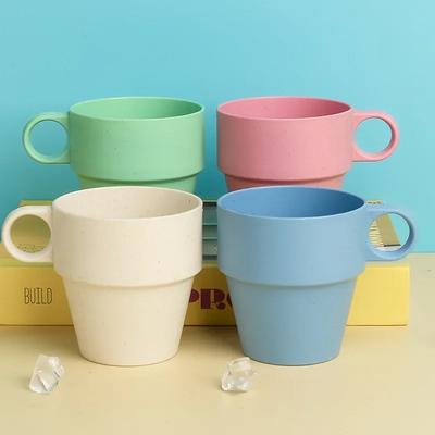 Стакан для воды из пшеничной соломы с нескользящей ручкой, бытовая пластиковая термокружка, простой пластиковый стаканчик