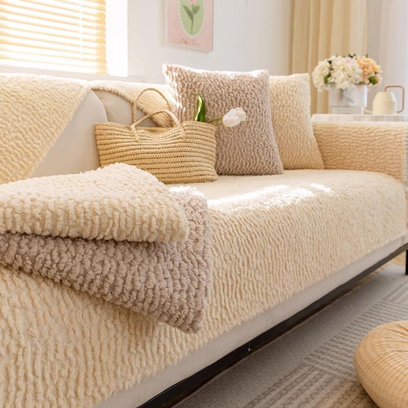 Thicken Plush Sofa Cushion Winter Warm Sofas Mat Towel Anti-slip Universal Couch Covers Pets Kid Soft Sofa Blanket Living Room