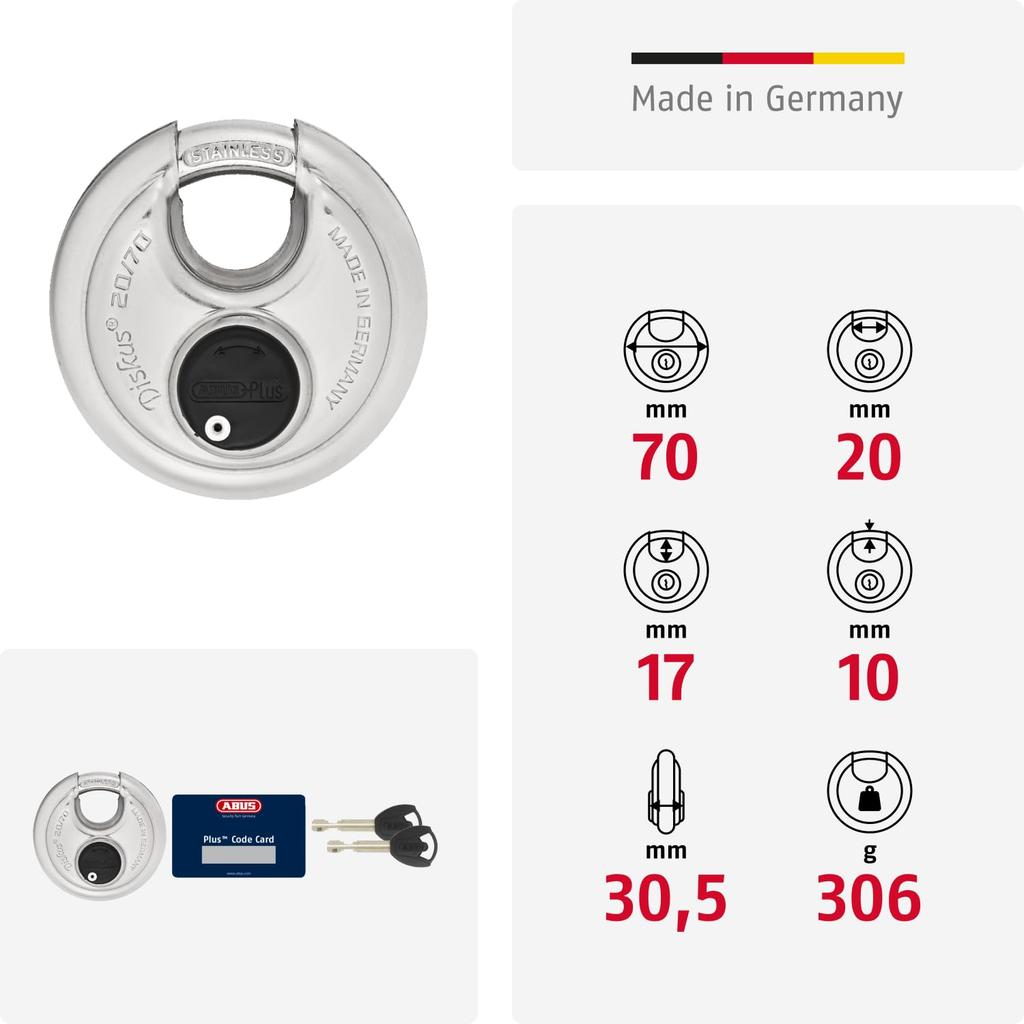ABUS Discus Cylinder Padlock 20-70 Heavy-Duty