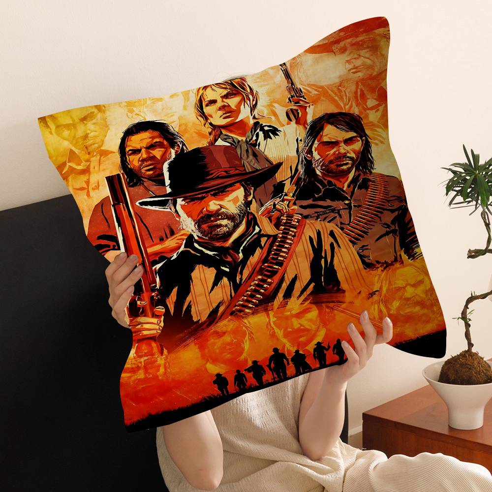 Игровые R-Red Dead Redemption Rdr Наволочки Мультяшные Декоративные для Дивана Дома Двусторонние Короткий Плюш Милая Наволочка