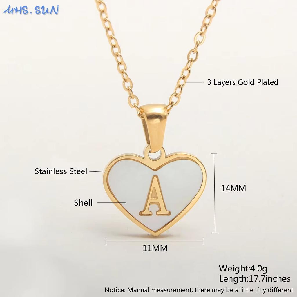 MHS.SUN Stainless Steel Heart Initial Necklace for Women Girls Gold Plated A-Z 26 Letter Pendant Choker Jewelry Birthday Gifts