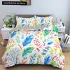 Feathers Duvet Cover Queen/King Size Boho Colorful Bird Feather Bedding Set Tropical Leaves 2/3pcs Polyester Comforter Cover