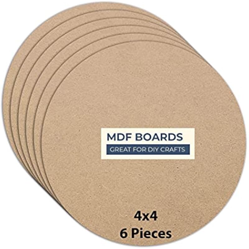 Variety Canvas 6 Piece Round Mdf Boards For Art And Craft, Wood Round Mdf Sheets For Craft Work, Diy Mdf Cutouts (4 X 4