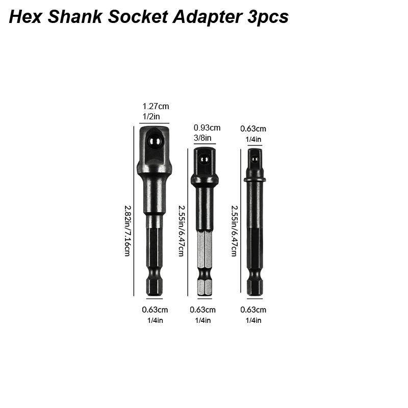 1/4 Hex Shank Socket Adapter Set for Electric Screwdriver Conver To Impact Driver 1/2 3/8 1/2 Square Head Converter Power Tool